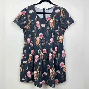 Dangerfield Women's 16 Feeling Jelly Mini Dress All Over Print Organic Cotton